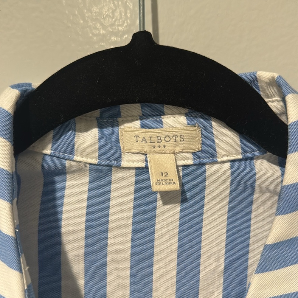Talbots Women's Dress Blue and White Striped Midi Summer New With Tags Sz 12 - Picture 2 of 11